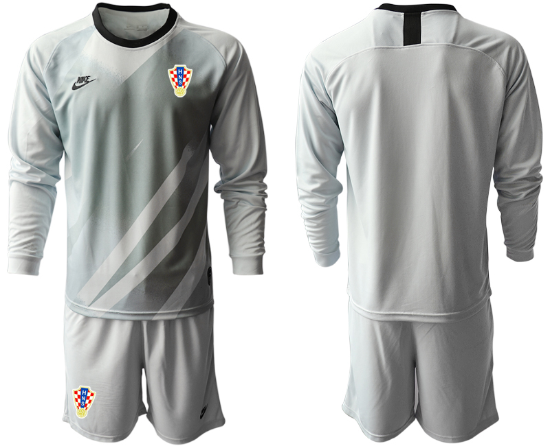 Cheap Men 2021 European Cup Croatia grey Long sleeve goalkeeper Soccer Jersey